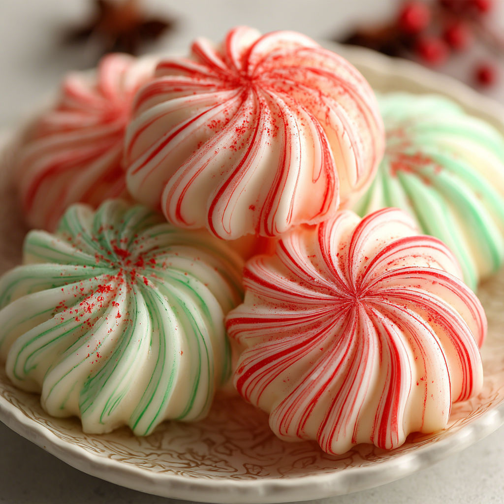 A plate of red and green striped candy.