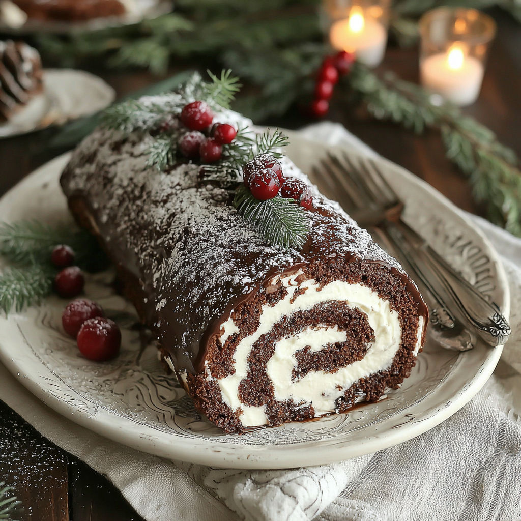 A chocolate cake with white frosting and berries on top.