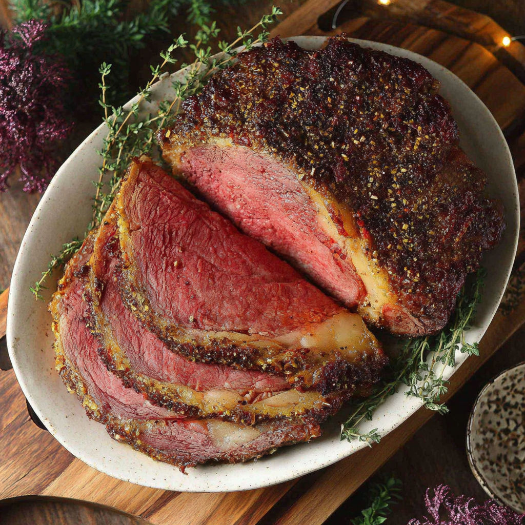 A large piece of meat is on a plate.