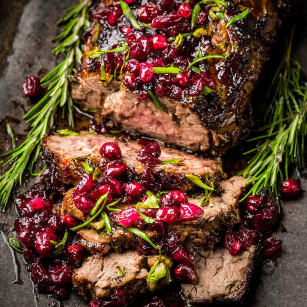 A close up of a steak with a recipe.