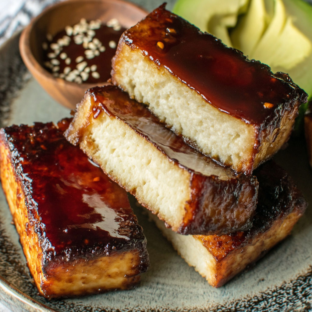 A plate of food with a recipe on the side.