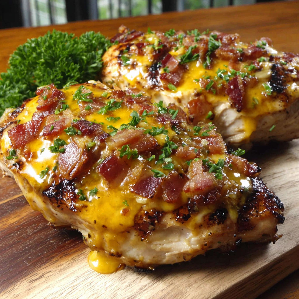A chicken recipe with bacon and cheese.
