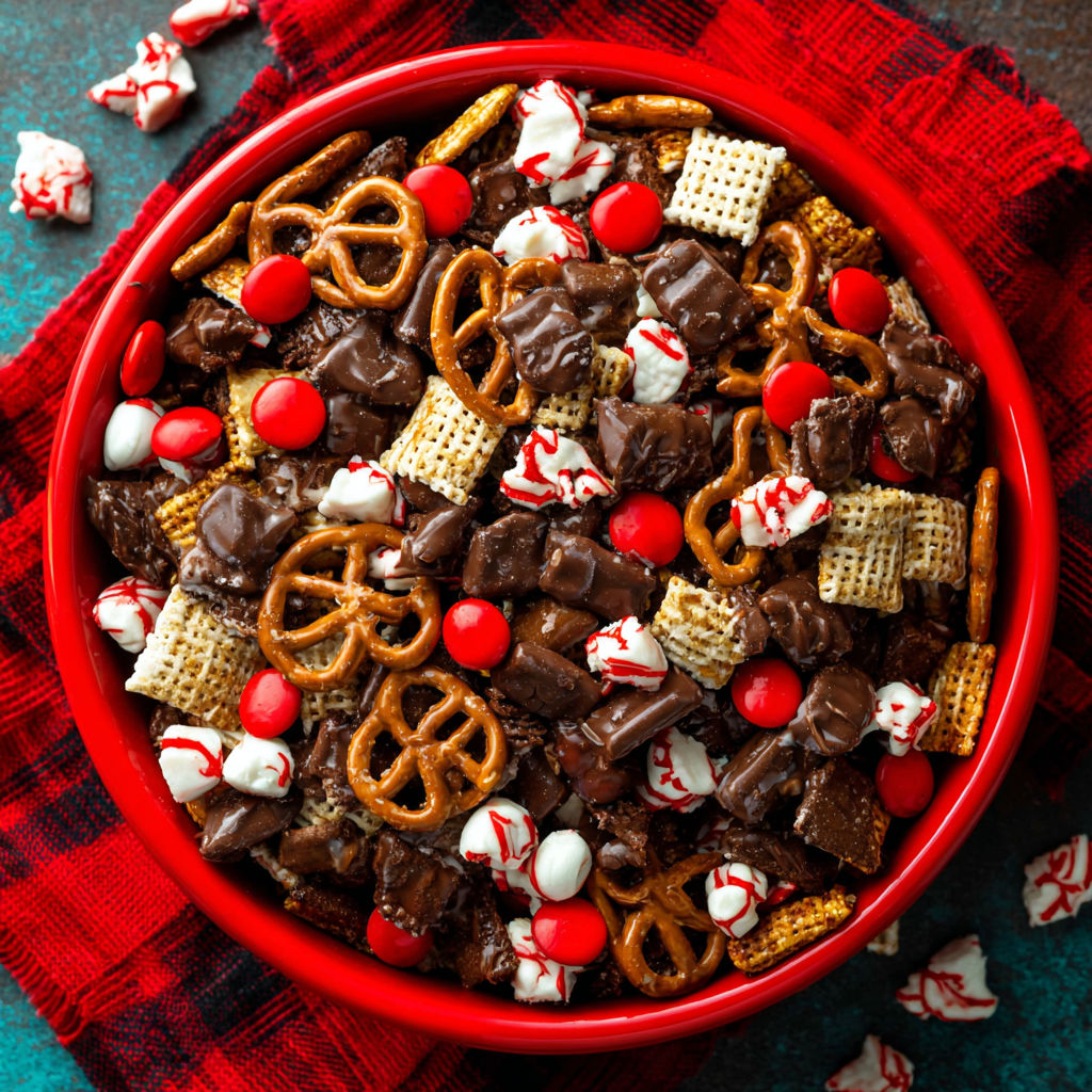 A bowl of candy with red, white and green candies.