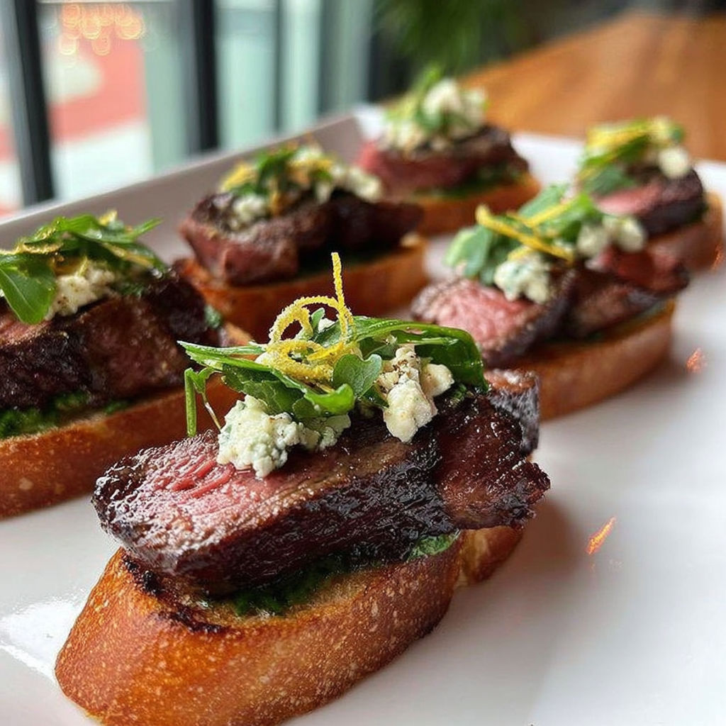 A plate of food with meat and cheese on toast.