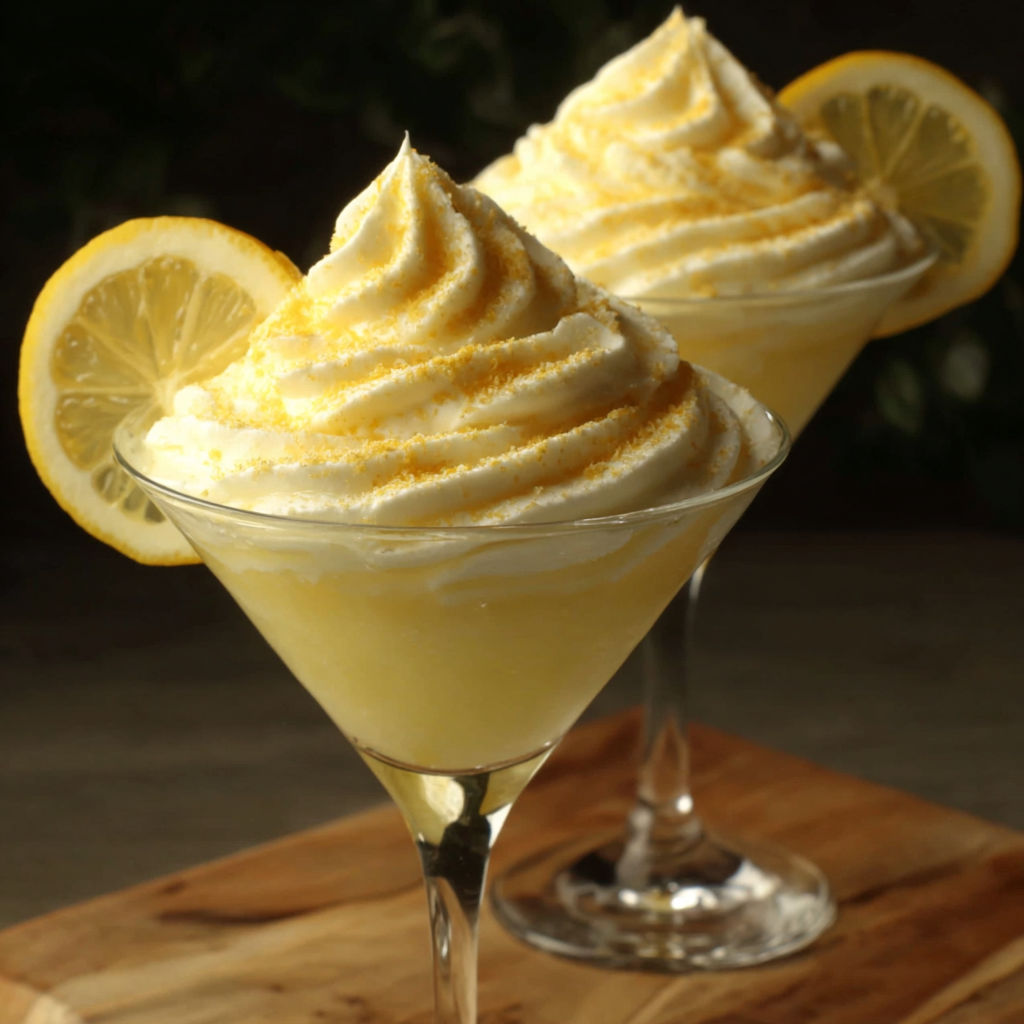 Two glasses of lemon meringue pie.