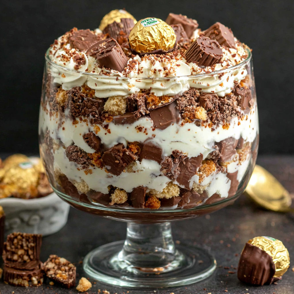 A glass bowl filled with a dessert recipe.