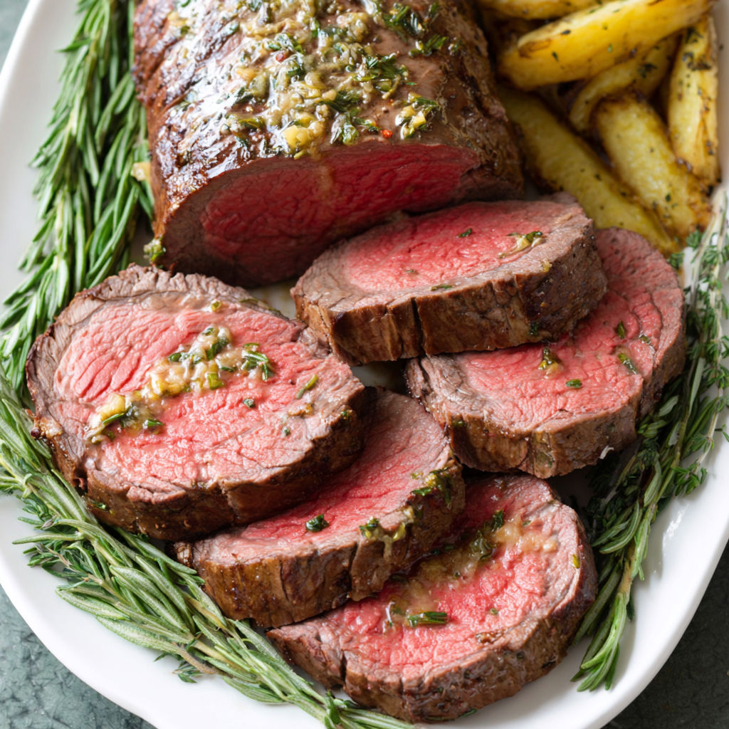 A plate of meat and potatoes.