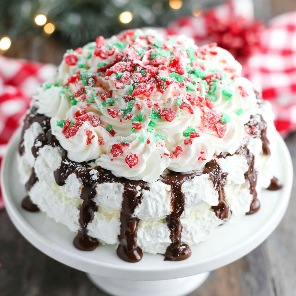 A white plate with a cake on it.