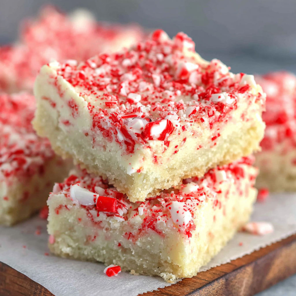 A close up of a dessert with red and white sprinkles.