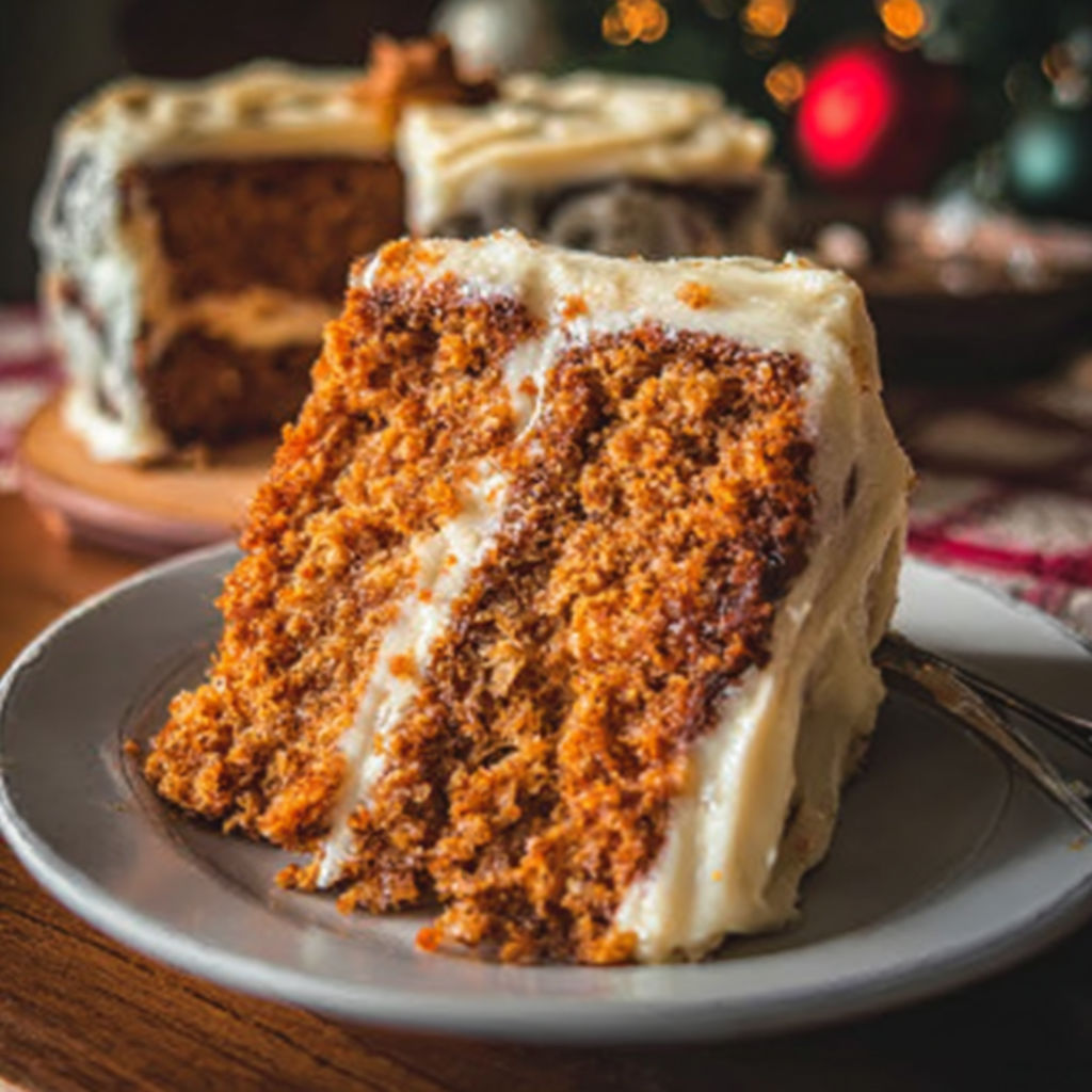 A slice of cake on a plate.
