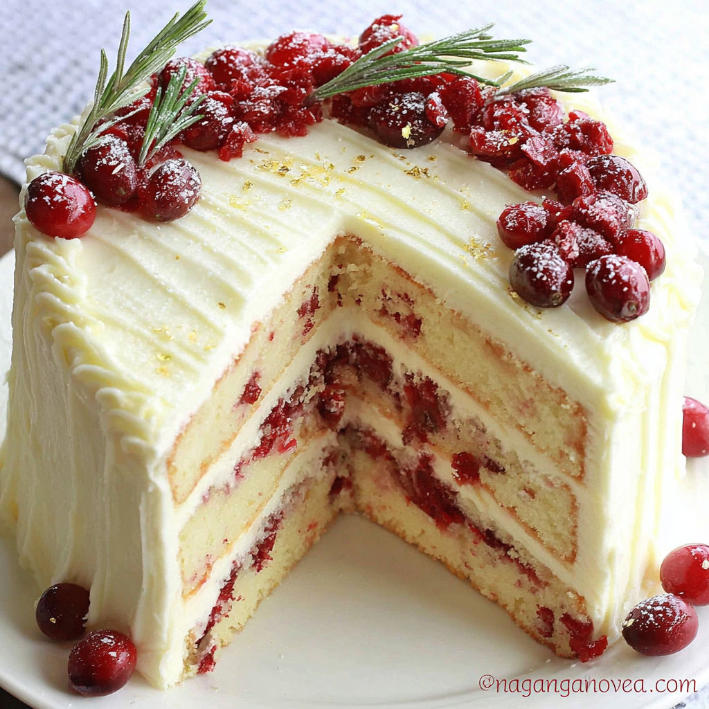 A slice of cake with red berries on top.