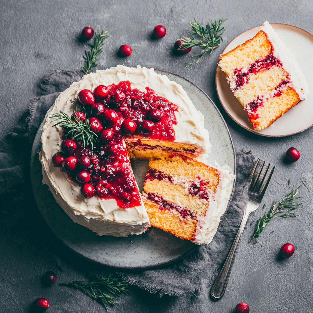A slice of cake with berries on top.