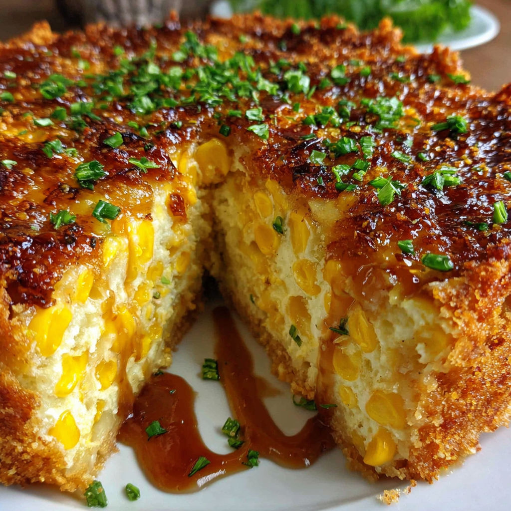 A slice of corn cake on a plate.