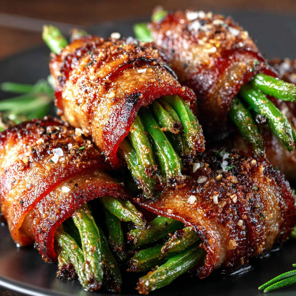 Bacon wrapped asparagus with seasoning.