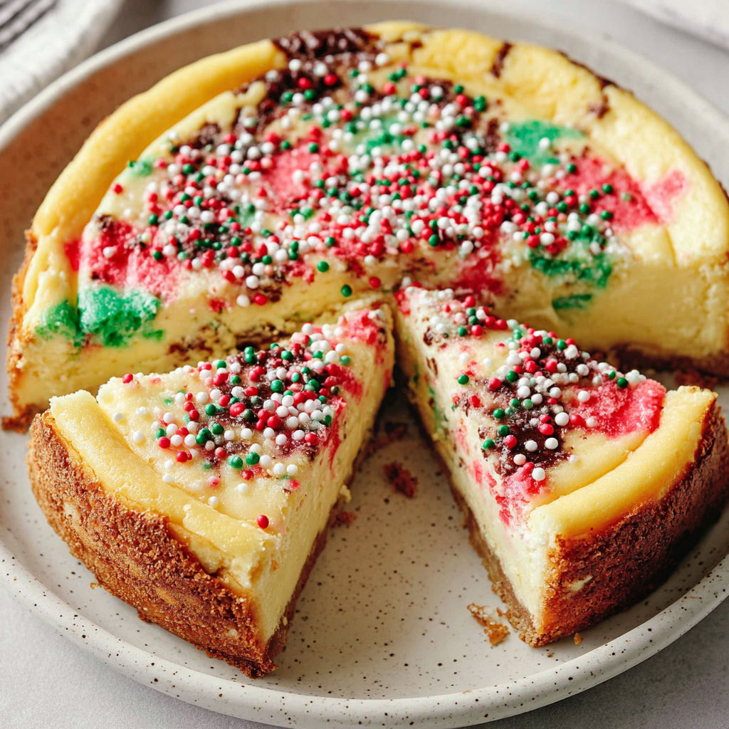 A slice of cake with white and red sprinkles.