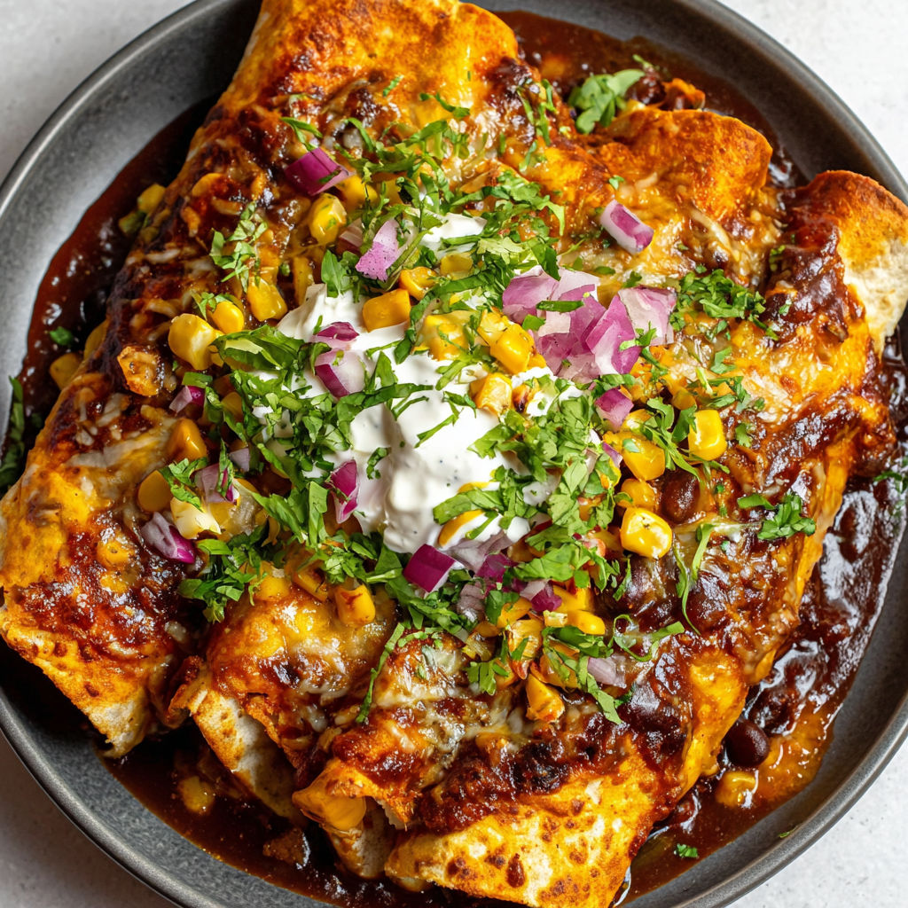 A plate of food with a recipe on the side.