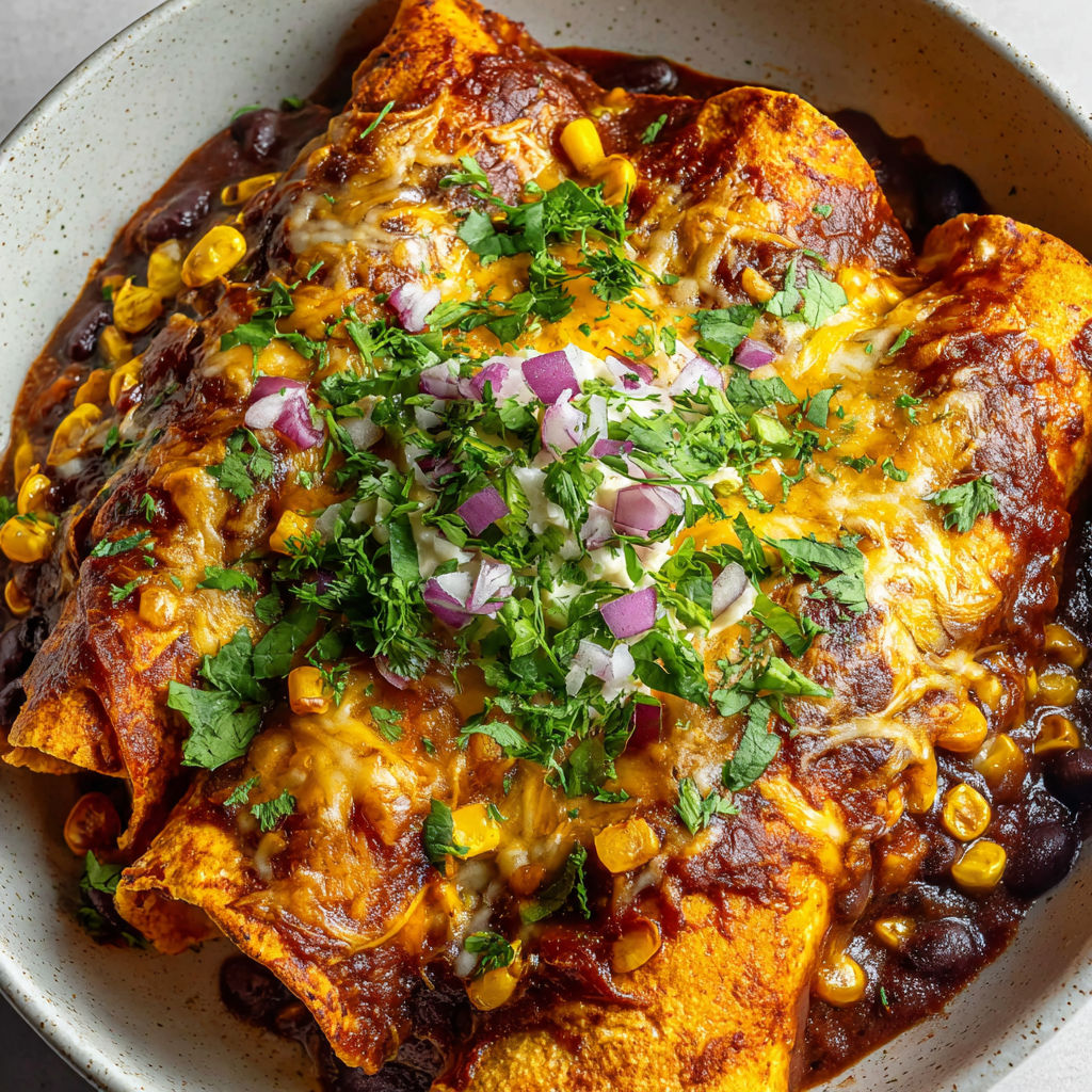 A bowl of food with a green topping.
