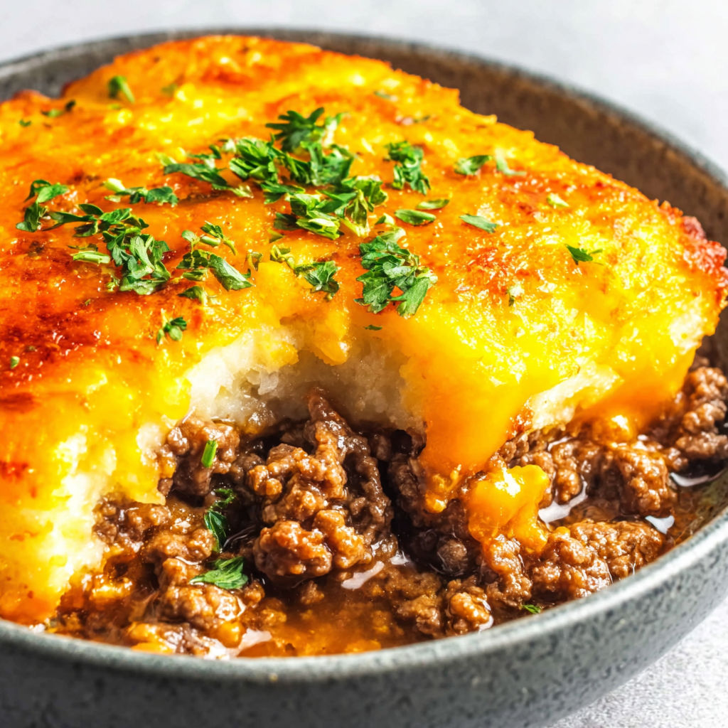 A bowl of food with a piece of meat and vegetables.