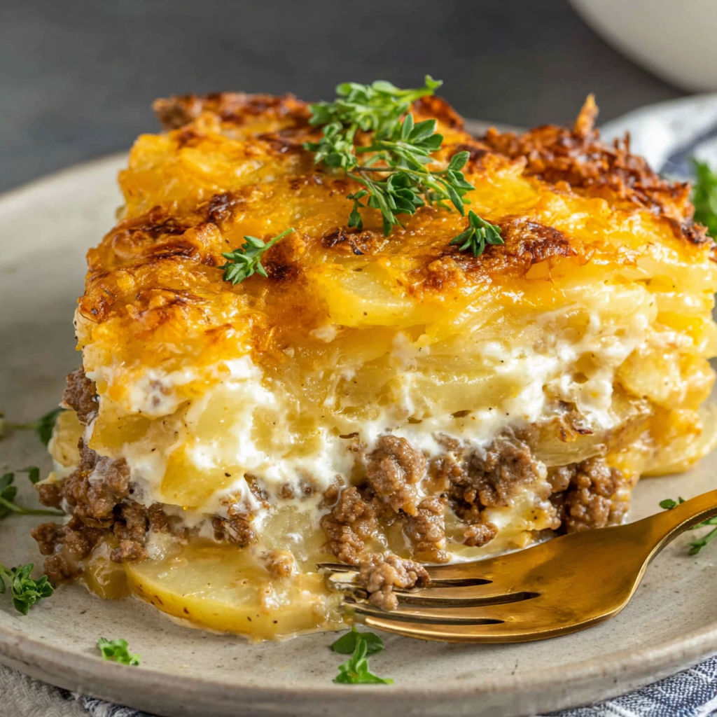 A close up of a delicious looking casserole.