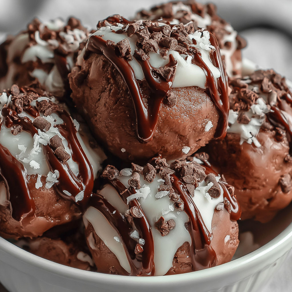 A bowl of chocolate and white frosted desserts.
