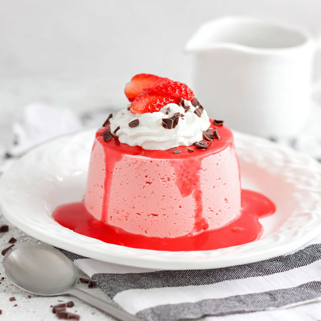 A dessert with strawberries and whipped cream on top.