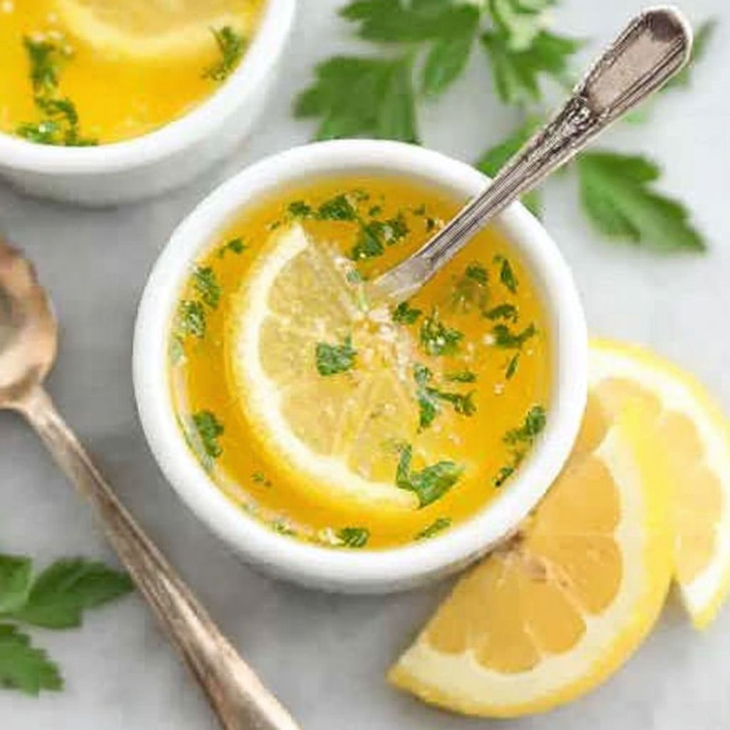 A bowl of soup with a spoon in it.