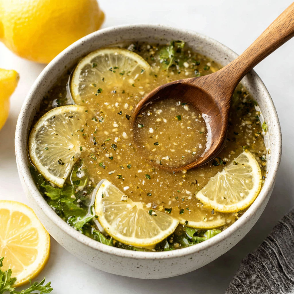 A bowl of soup with a wooden spoon in it.