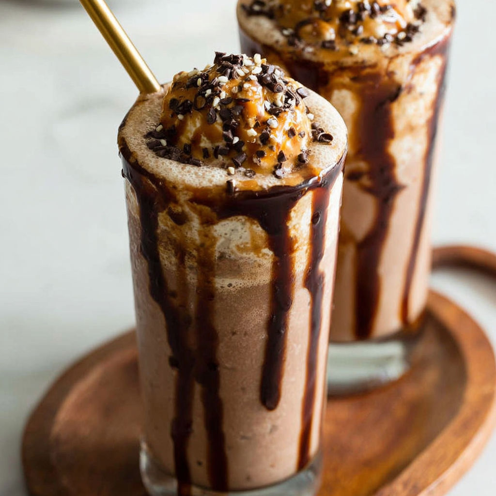 Two glasses of chocolate milk with whipped cream on top.