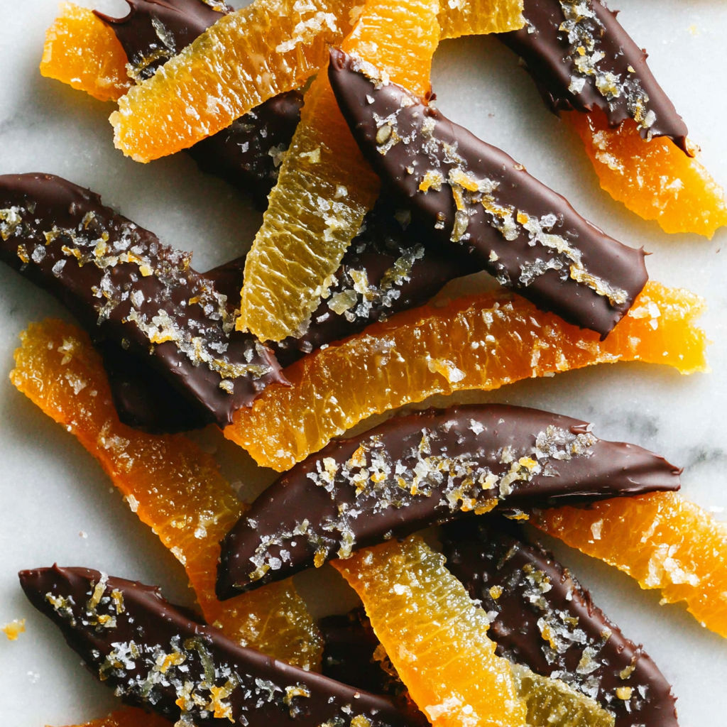 Chocolate covered orange slices.