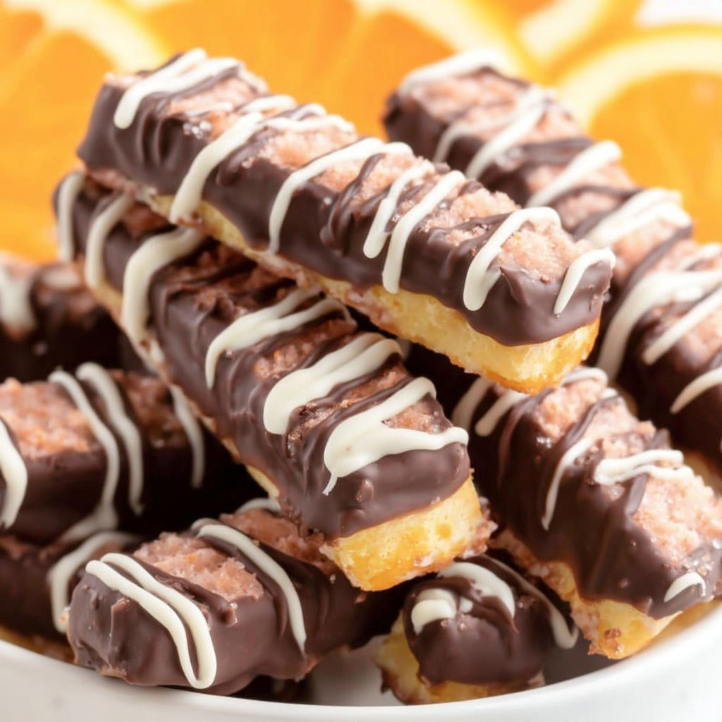 A bowl of chocolate covered orange slices.