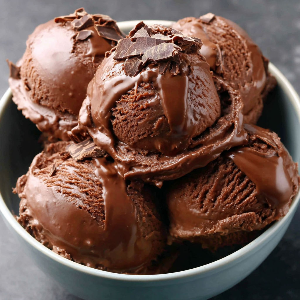A bowl of chocolate ice cream with chocolate chips.