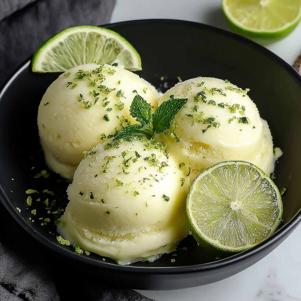 A bowl of ice cream with limes on top.