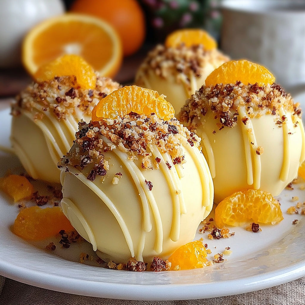 A plate of desserts with orange slices on top.