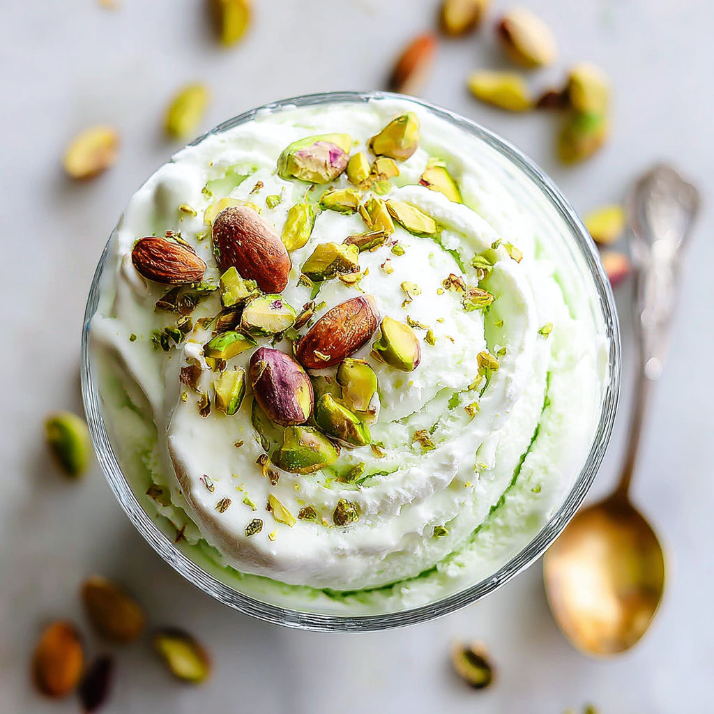 A bowl of white cream with nuts and seeds on top.