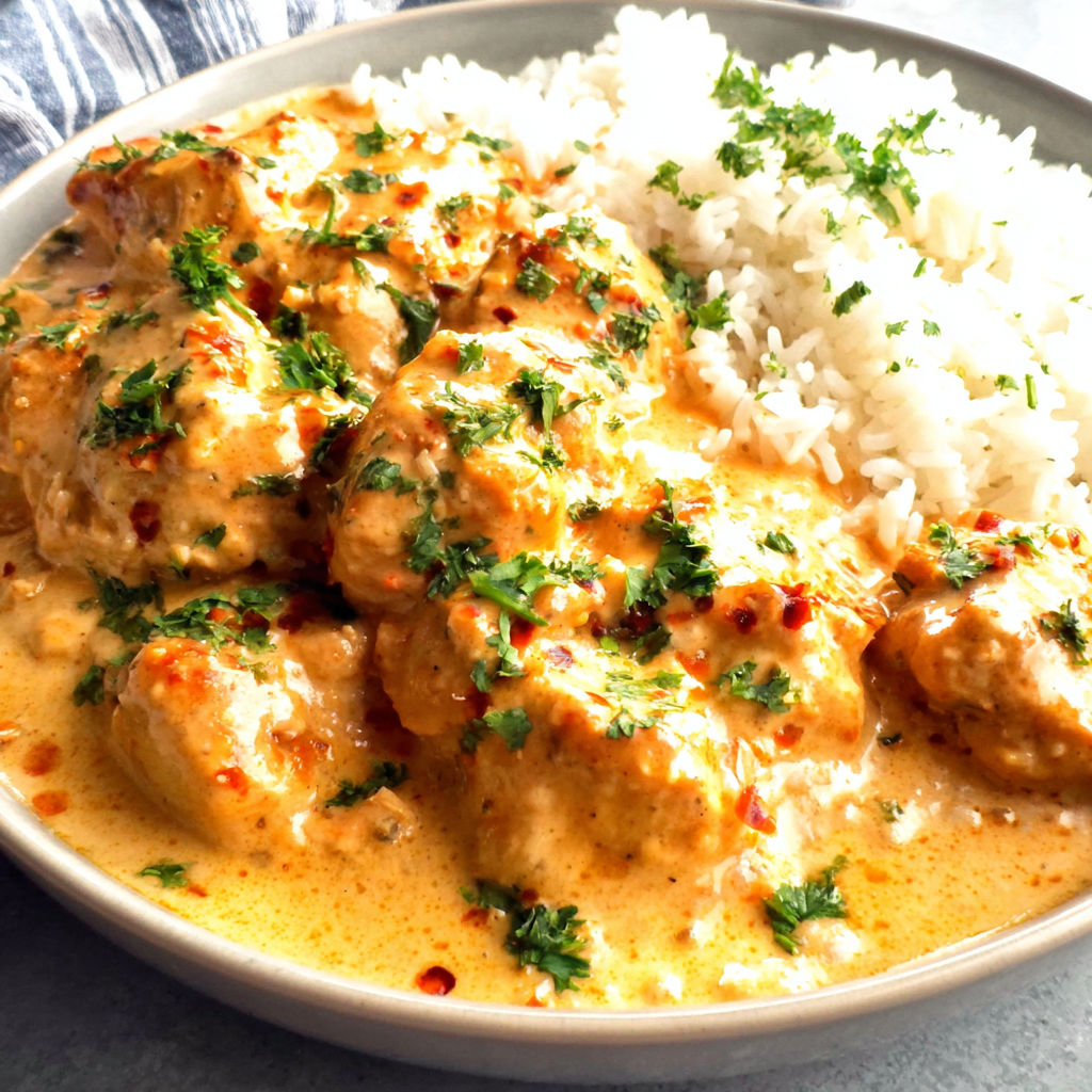A bowl of food with rice and meat.