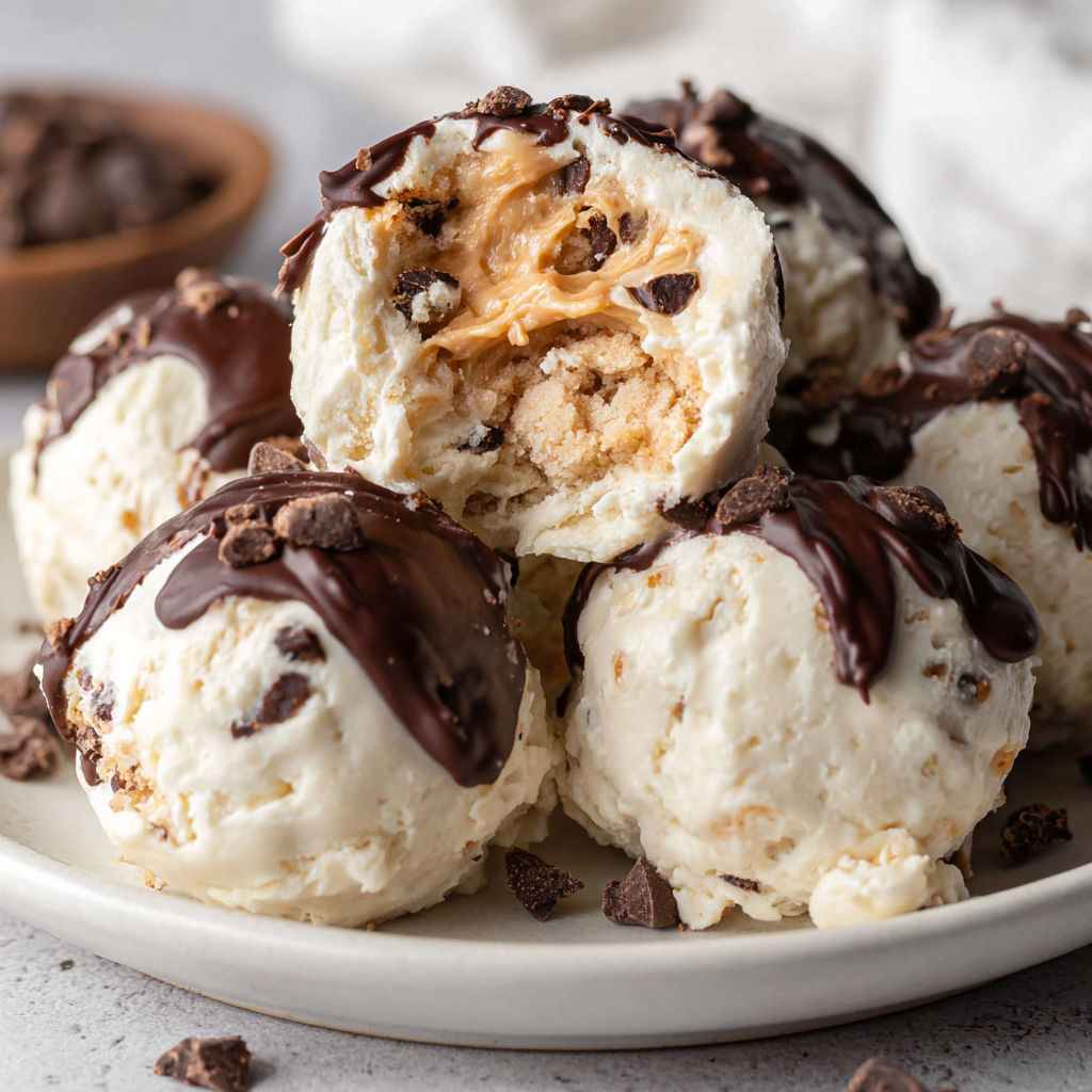 A plate of chocolate covered peanut butter balls.