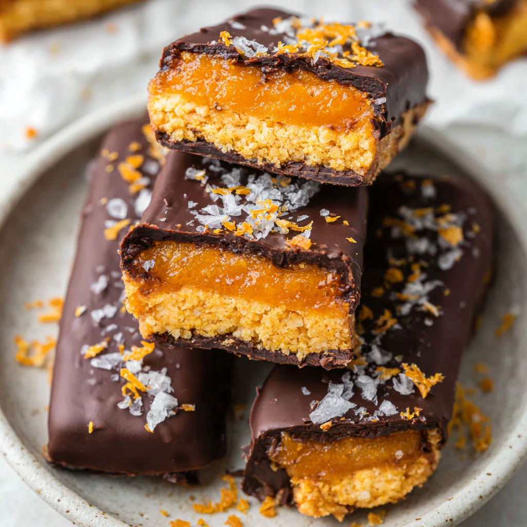 A plate of chocolate desserts with orange sprinkles.