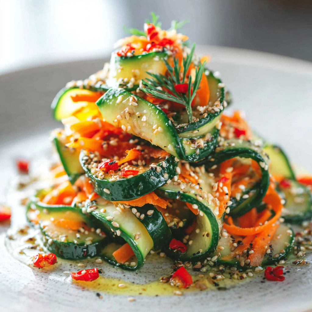 A stack of vegetables on a plate.