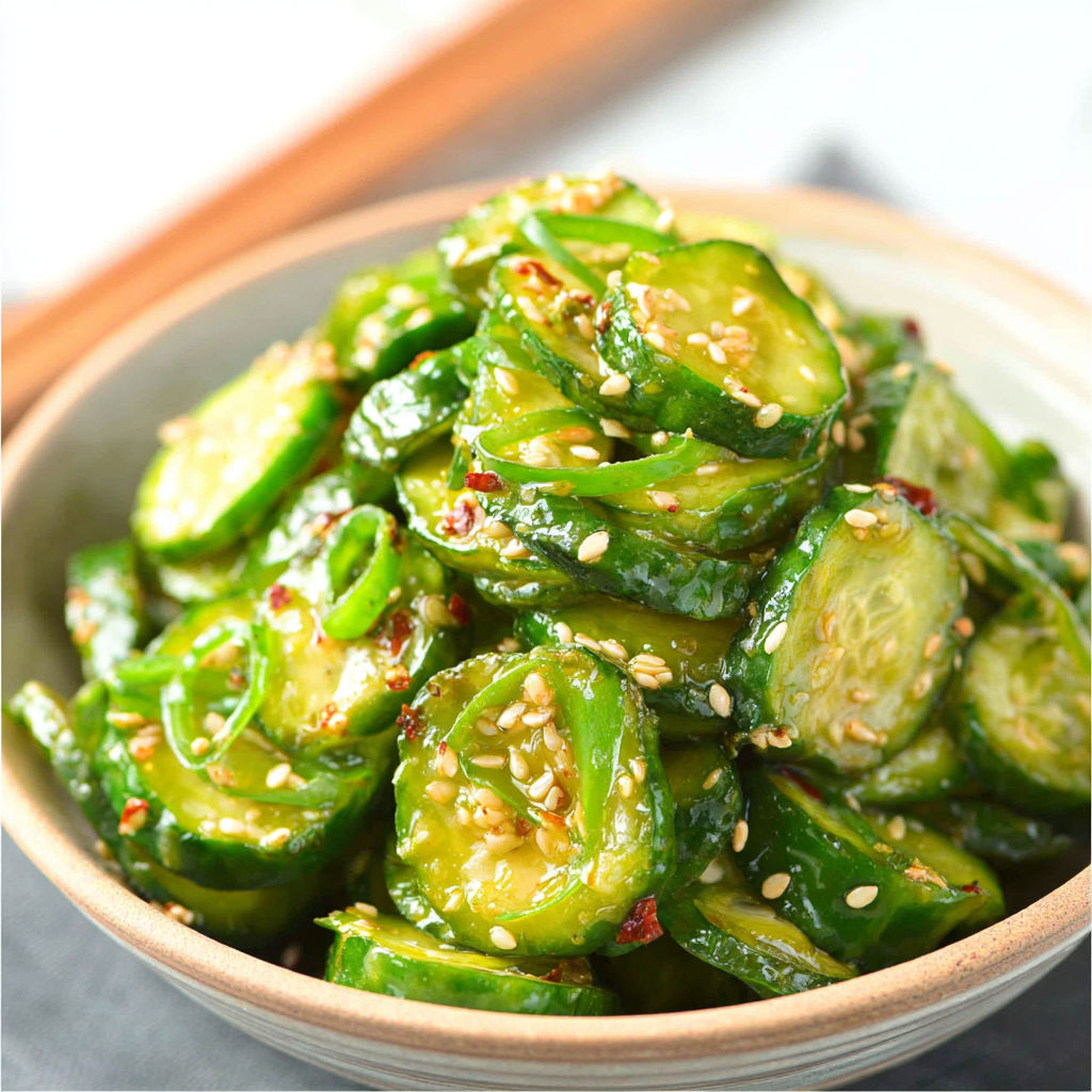A bowl of green vegetables with a recipe on the side.