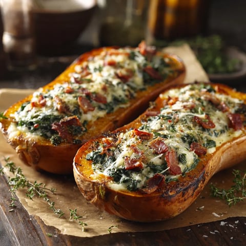 Two slices of pumpkin pie with cheese and spinach.
