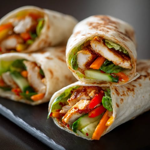 A plate with two wraps on it.