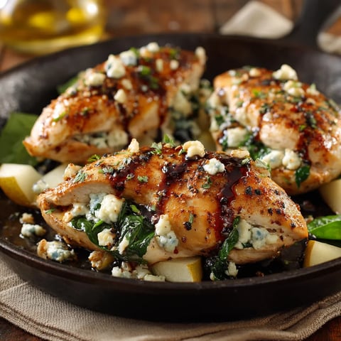 Chicken with blue cheese and lemon.
