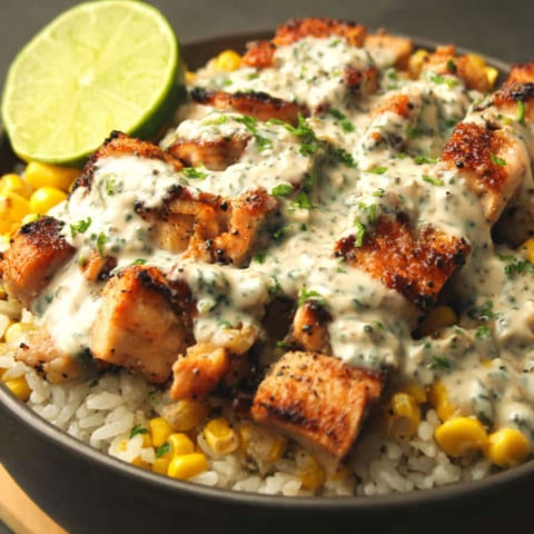 A bowl of rice with meat and sauce.