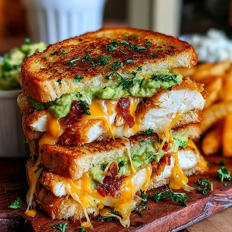A stack of sandwiches with cheese and bacon on top.