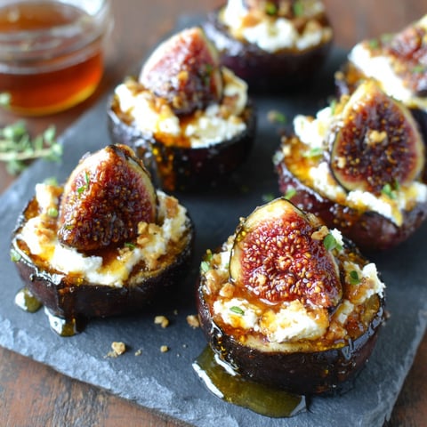 A recipe for figs with cheese and nuts.