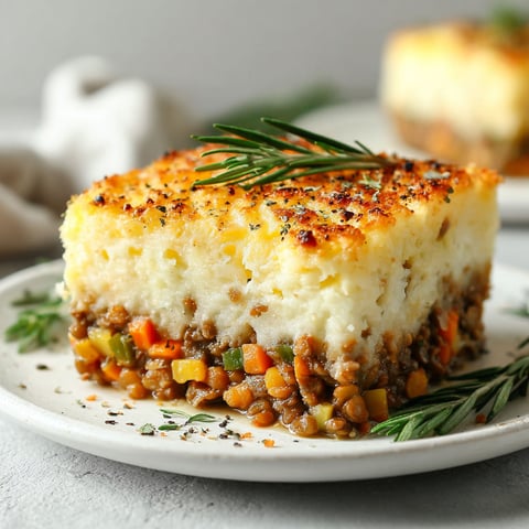 A square cake with a green garnish on top.