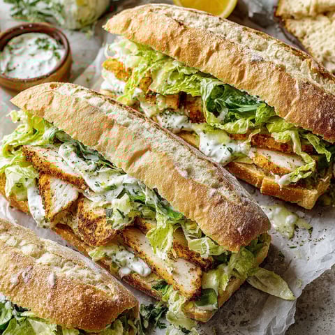 A recipe for a sandwich with lettuce, chicken, and sauce.
