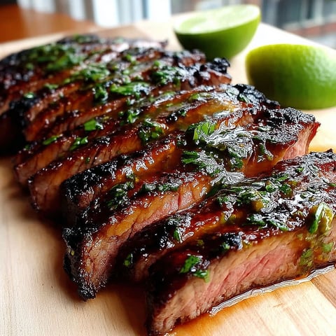 A recipe for grilled steak with herbs and limes.