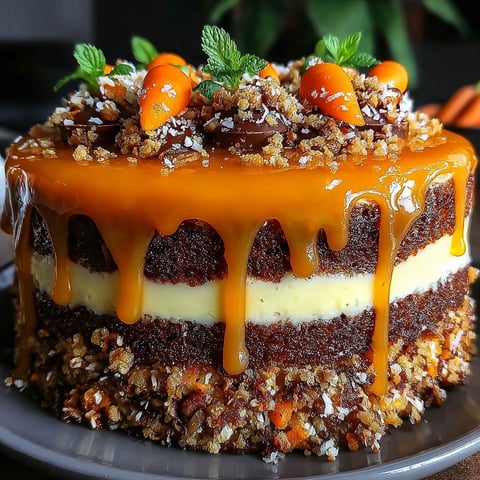 A cake with carrots and chocolate.