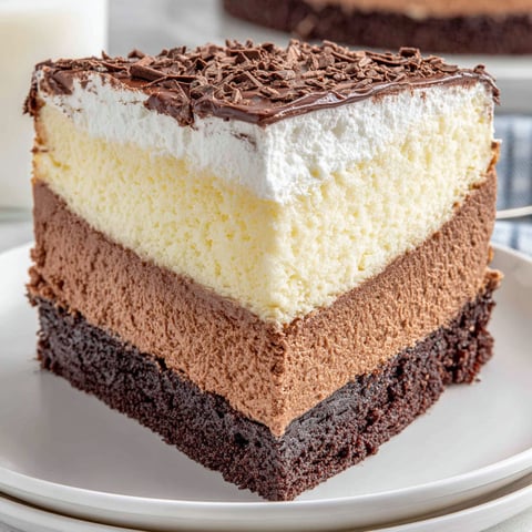 A slice of chocolate cake with white frosting.